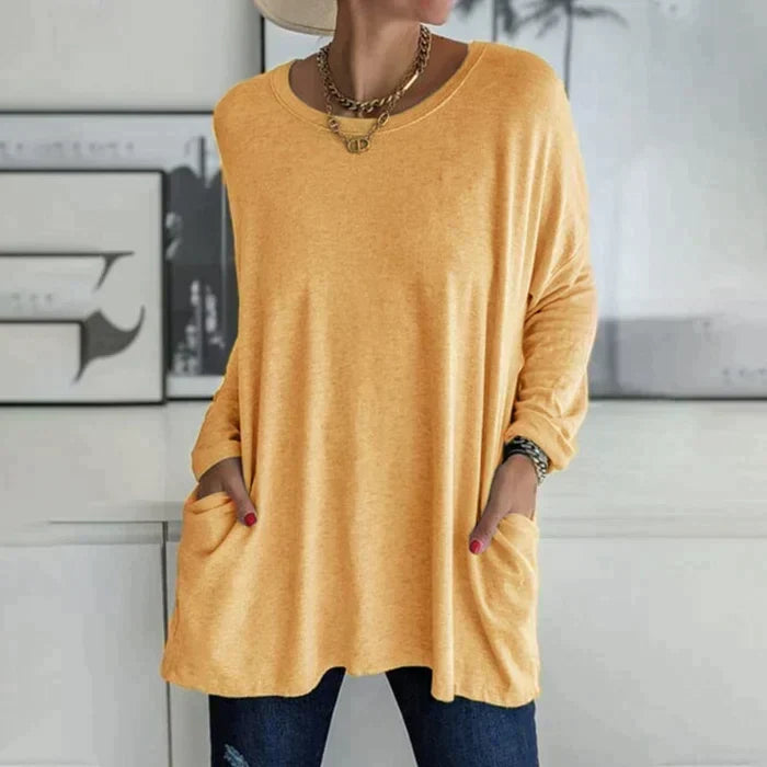 Women's Oversized Long Sleeve Tunic Top with Pockets