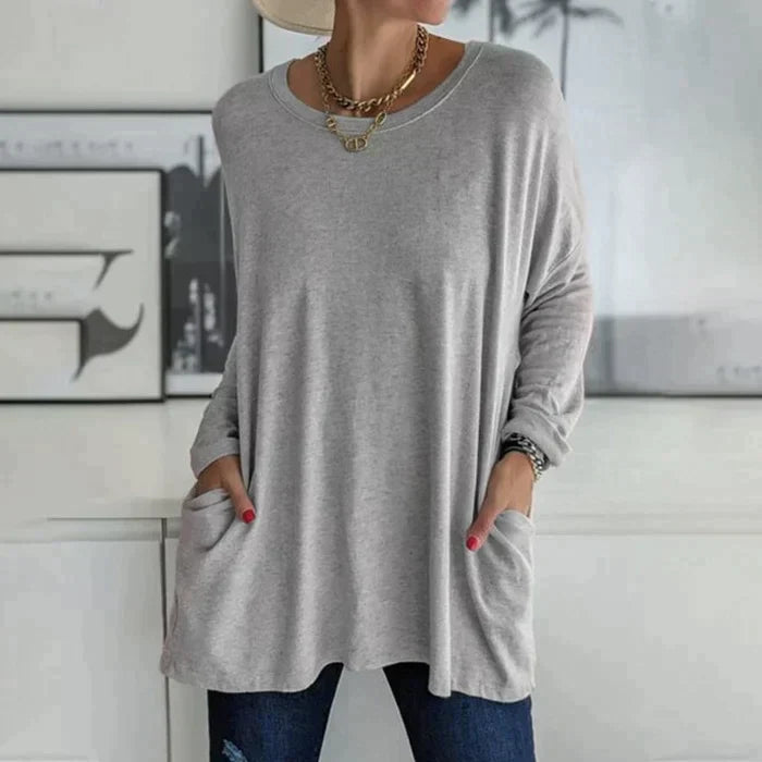 Women's Oversized Long Sleeve Tunic Top with Pockets