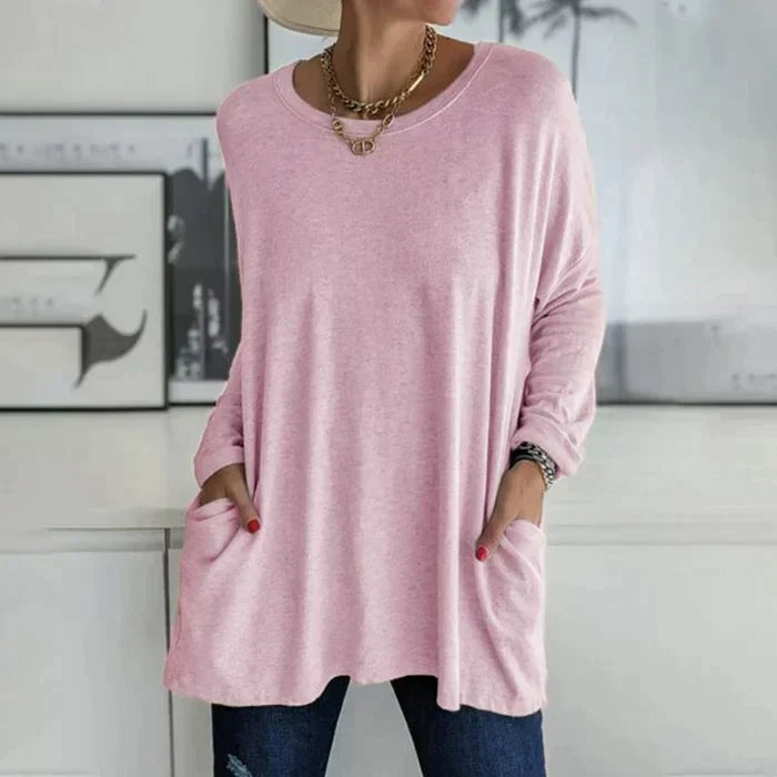 Women's Oversized Long Sleeve Tunic Top with Pockets