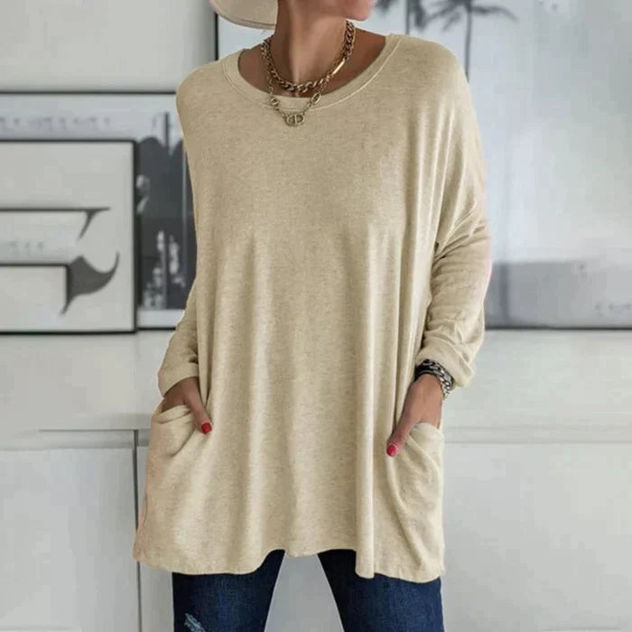 Women's Oversized Long Sleeve Tunic Top with Pockets