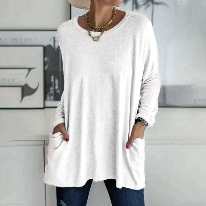 Women's Oversized Long Sleeve Tunic Top with Pockets
