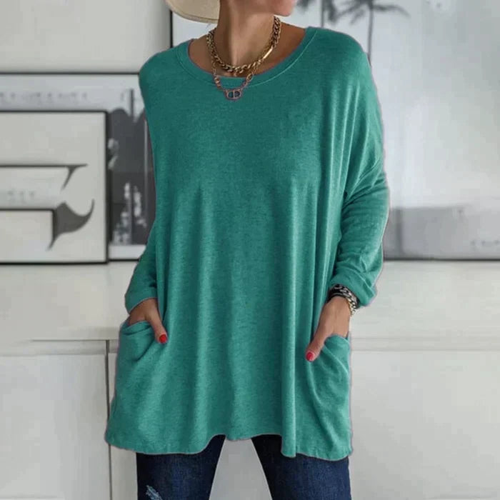 Women's Oversized Long Sleeve Tunic Top with Pockets