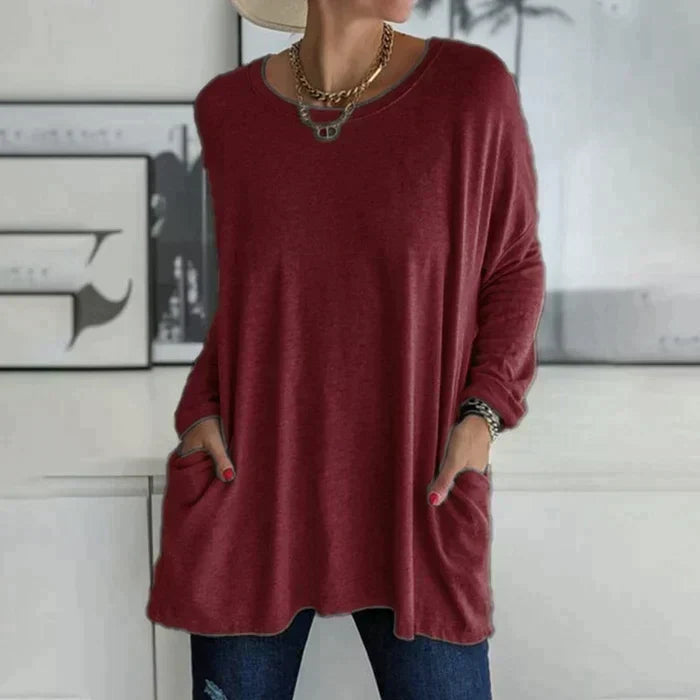 Women's Oversized Long Sleeve Tunic Top with Pockets