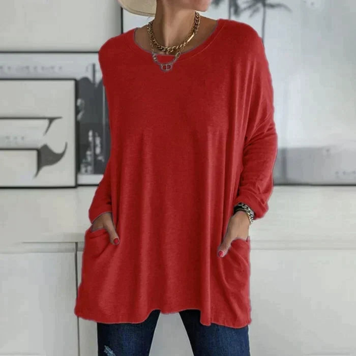 Women's Oversized Long Sleeve Tunic Top with Pockets