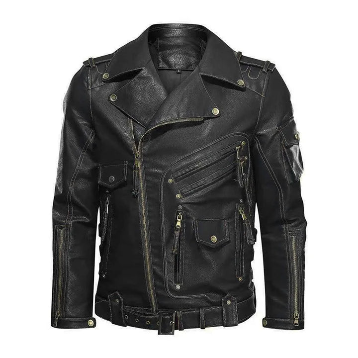 Giacca da uomo in pelle sintetica PU senza maniche con tasche con zip