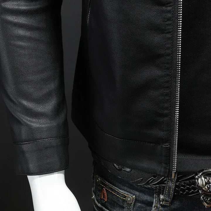 Giacca in pelle senza maniche da uomo con collo alto, bomber da motociclista, moda invernale  