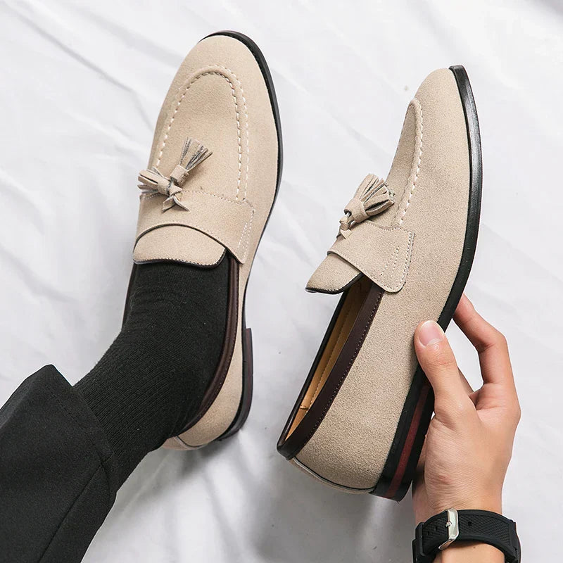 Men's Casual Suede Moccasins with Fringe for Walking