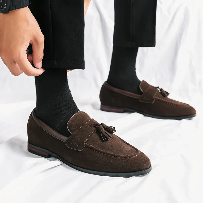 Men's Casual Suede Moccasins with Fringe for Walking