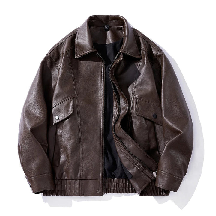 Giacca bomber in pelle da uomo senza maniche slim fit casual  