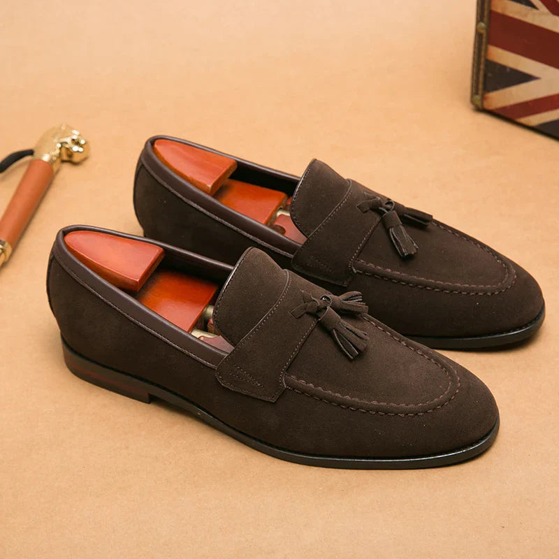 Men's Casual Suede Moccasins with Fringe for Walking