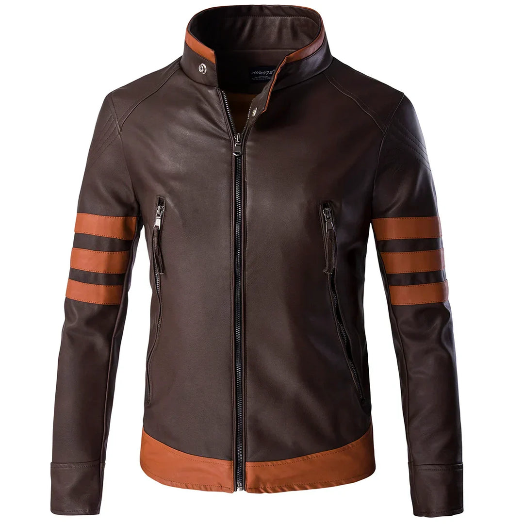 Giacca bomber in pelle PU da uomo slim fit, corta e senza maniche in stile retrò Logan  