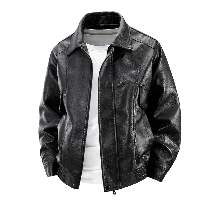 Men's Leather Bomber Jacket Sleeveless Slim Fit Casual
