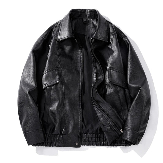 Men's Leather Bomber Jacket Sleeveless Slim Fit Casual