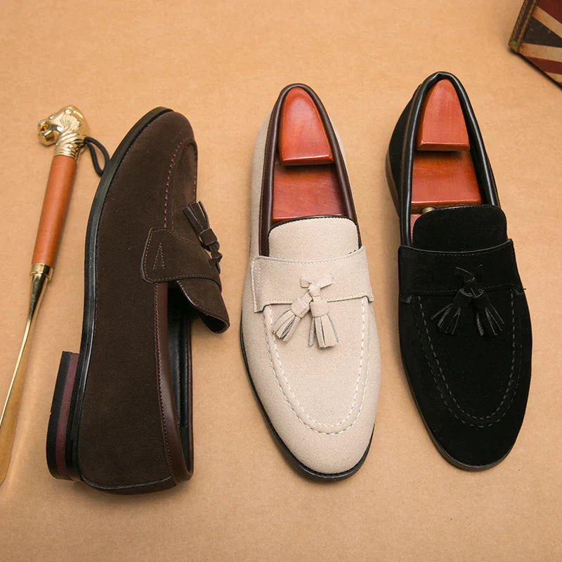 Men's Casual Suede Moccasins with Fringe for Walking