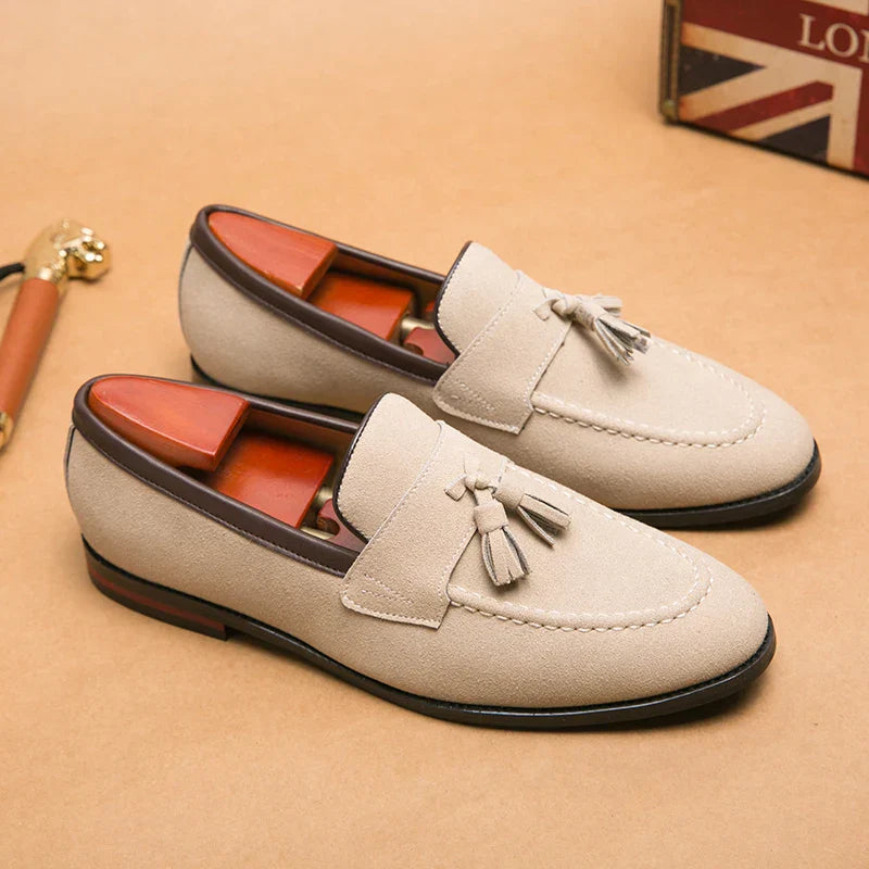 Men's Casual Suede Moccasins with Fringe for Walking
