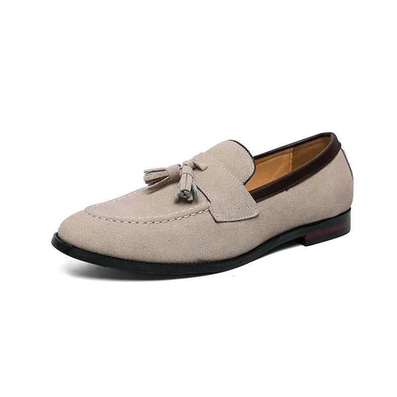 Men's Casual Suede Moccasins with Fringe for Walking