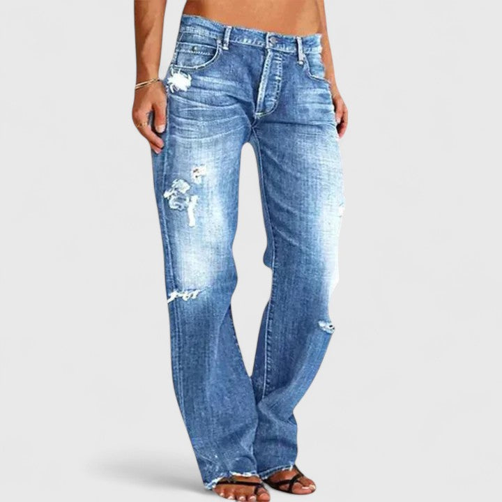 Sadie | Women's Low Rise Distressed Straight Leg Jeans 0