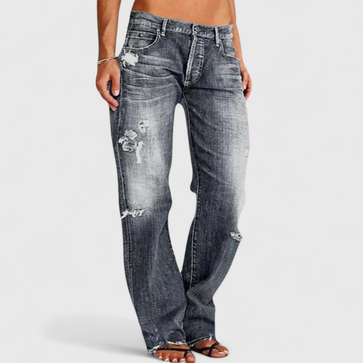 Sadie | Women's Low Rise Distressed Straight Leg Jeans 3