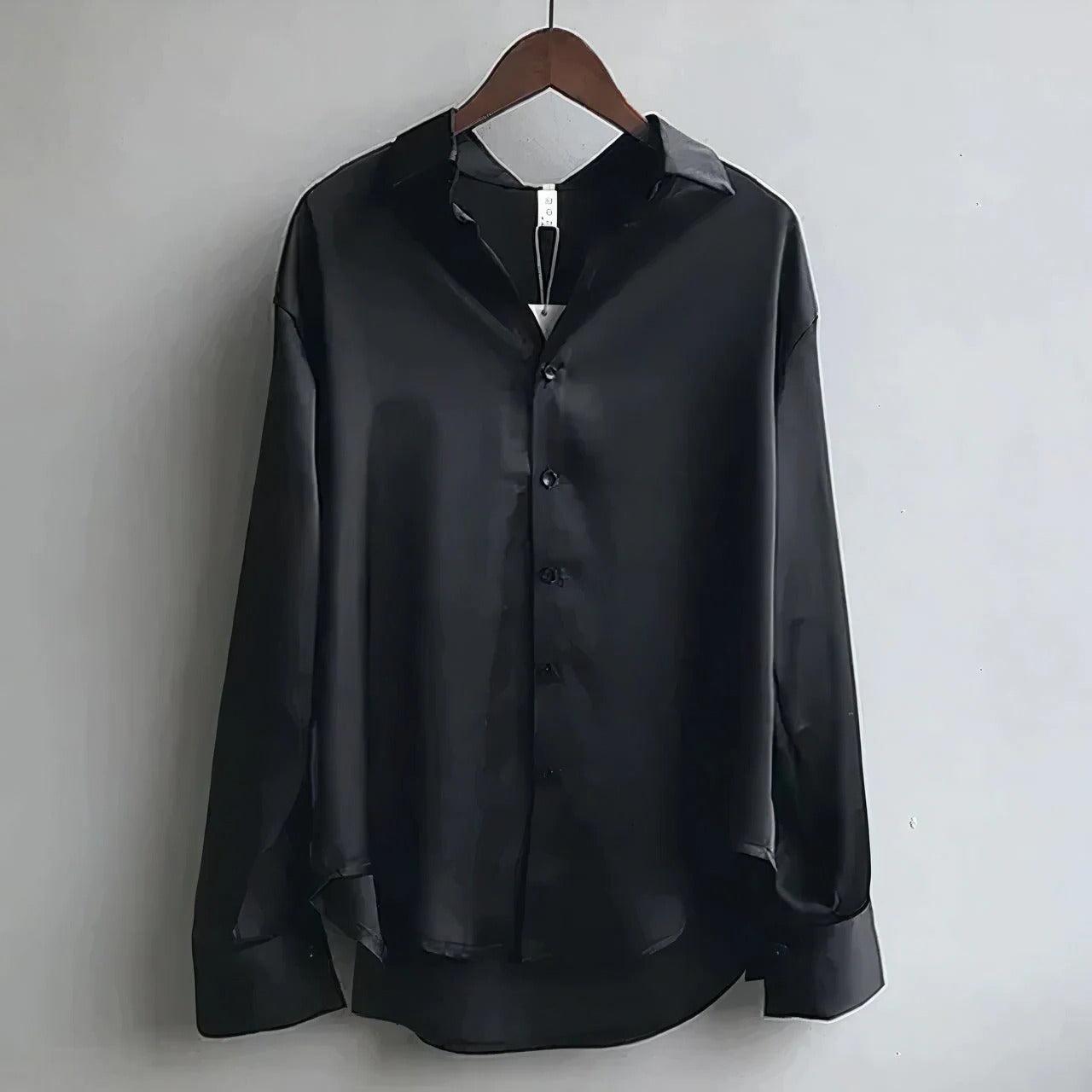 Women's Satin Button-Down Blouse Long Sleeve Collar Shirt