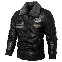 Giacca bomber in pelle da uomo slim fit con collo in pelliccia, giacca calda  