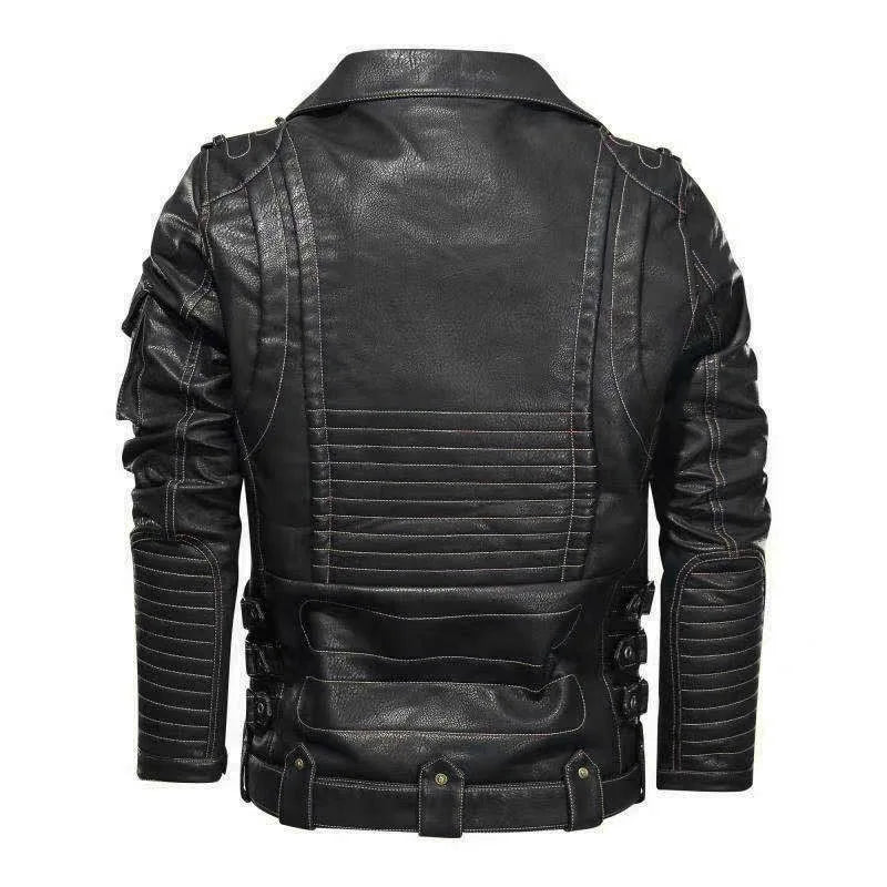 Men's PU Jacket Synthetic Leather Sleeveless with Zipper Pockets