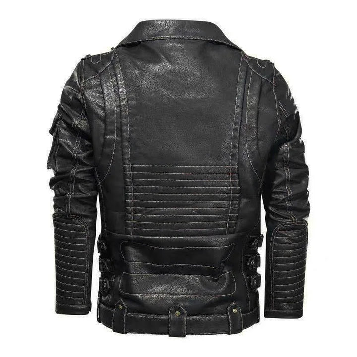 Giacca da uomo in pelle sintetica PU senza maniche con tasche con zip