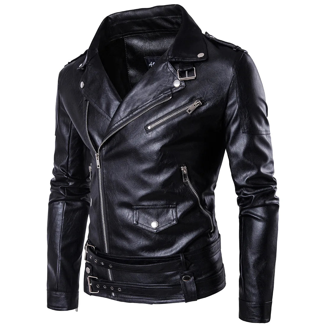 Men's Eco-Leather Zip Sleeveless Bomber Fashion Moto Biker Punk