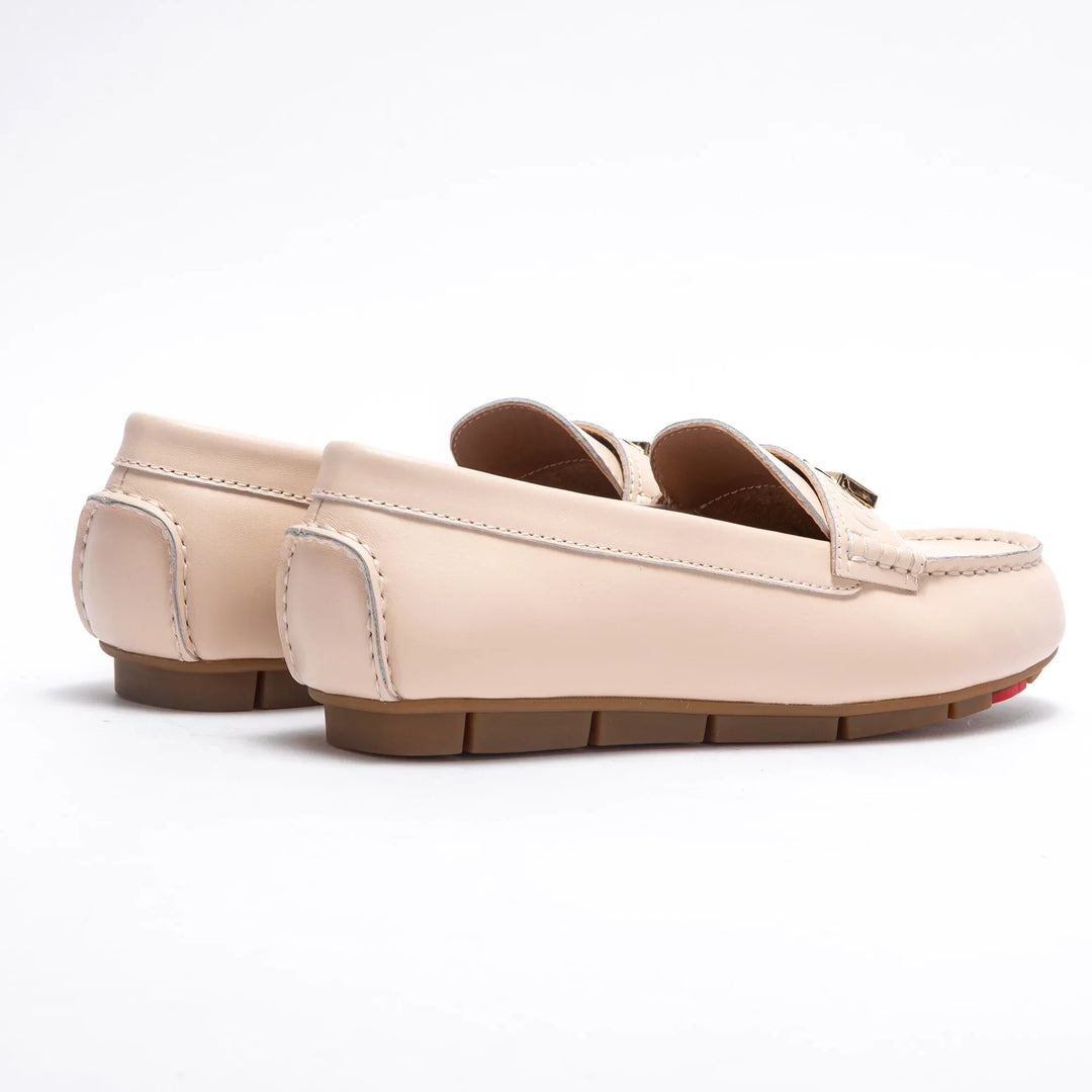 Ballerine da donna in pelle casual con punta tonda  