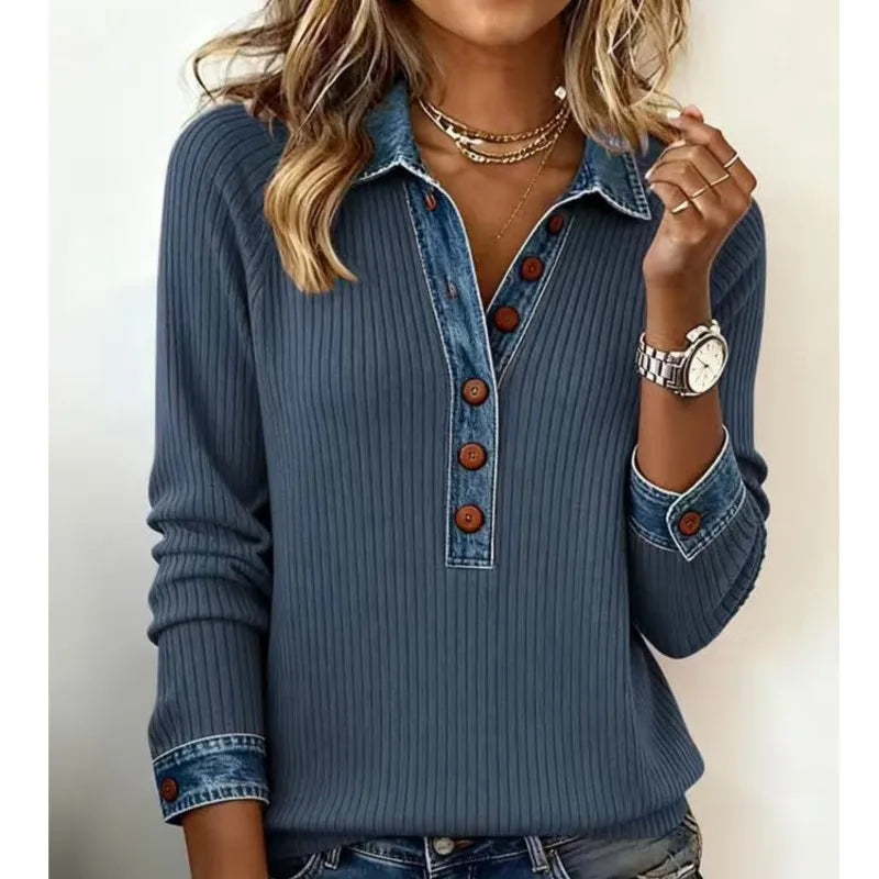 Women's Knit Patchwork Sleeveless Long Sleeve Sweater