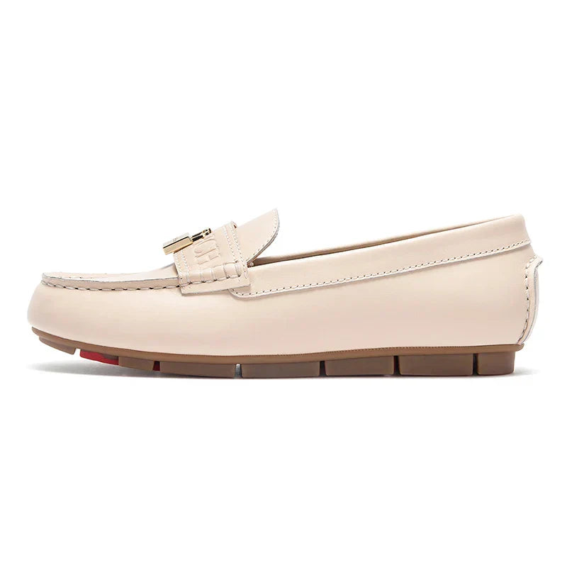 Women's Flat Leather Walking Shoes with Comfortable Sole