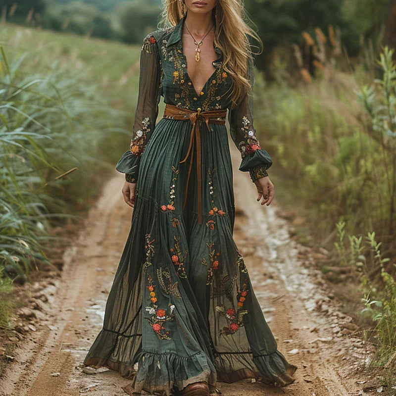 Selvara™ | Bohemian Floral Maxi Dress 0