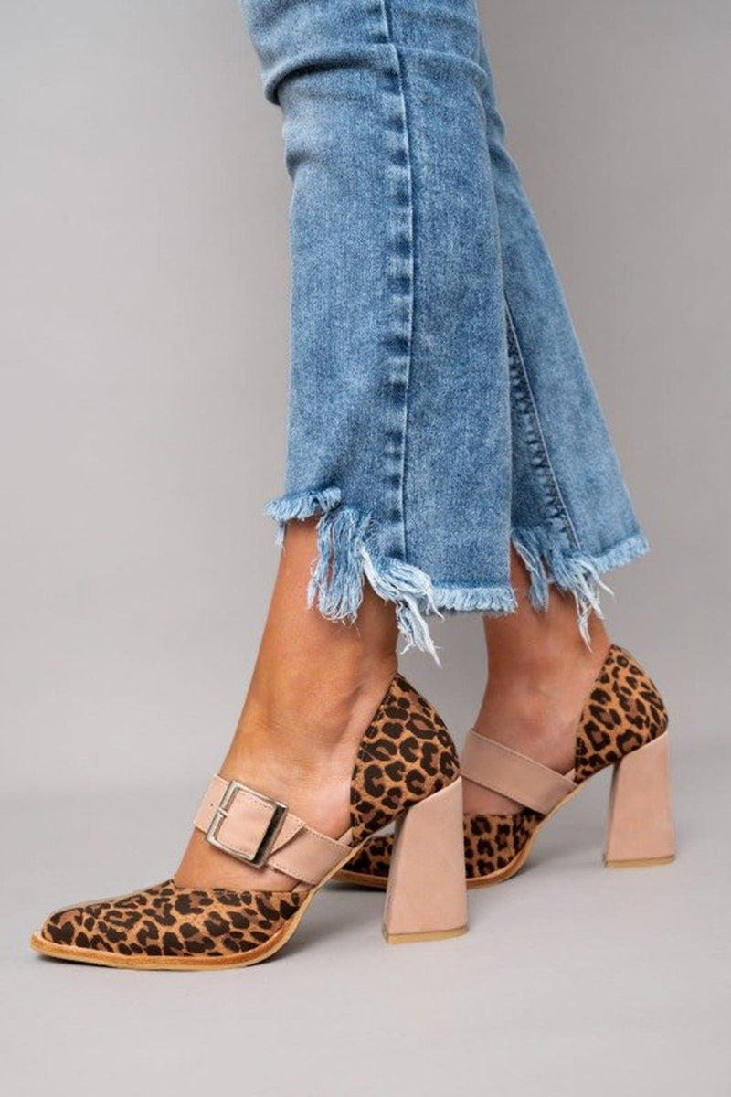 Selveta™ | Leopard Suede Sandals with Stable Heel 1