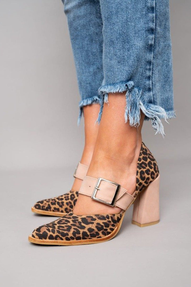 Selveta™ | Leopard Suede Sandals with Stable Heel 2