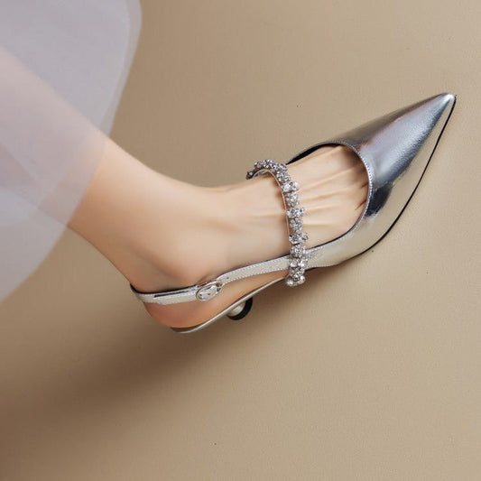 Seraphina | Women's Crystal Strap Slingback Heels Pointed Toe Pumps 0