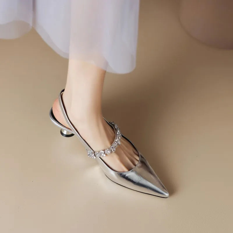 Seraphina | Women's Crystal Strap Slingback Heels Pointed Toe Pumps 1