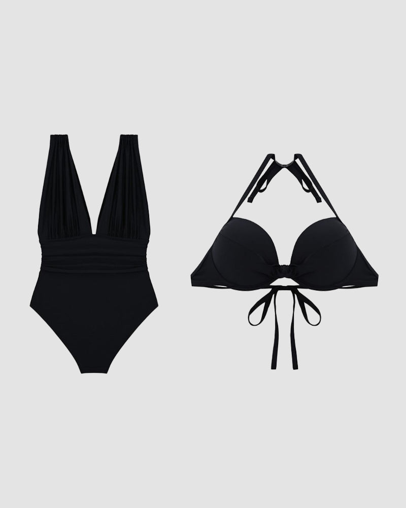 Costume da bagno a V con controllo della pancia per donna