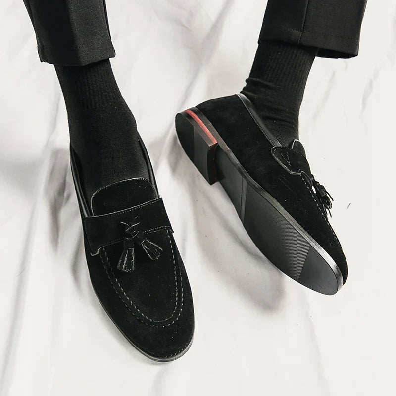 Men's Casual Suede Moccasins with Fringe for Walking