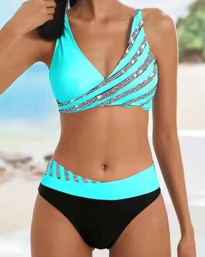 Completo bikini stampato e modellante per donna da spiaggia