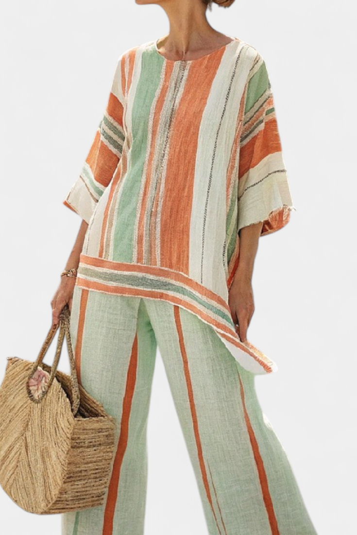 Sophia | Vibrant Asymmetric Top and Relaxed Wide-Leg Pants 2