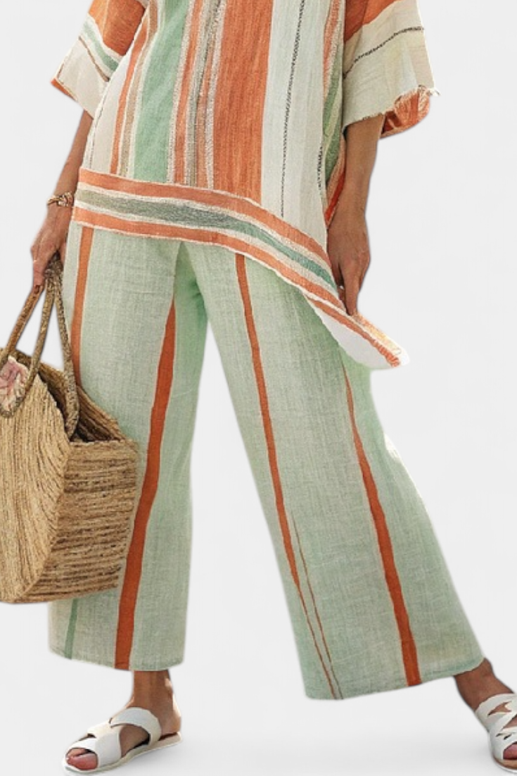 Sophia | Vibrant Asymmetric Top and Relaxed Wide-Leg Pants 3