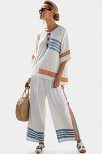 Ensemble leggero chic a righe