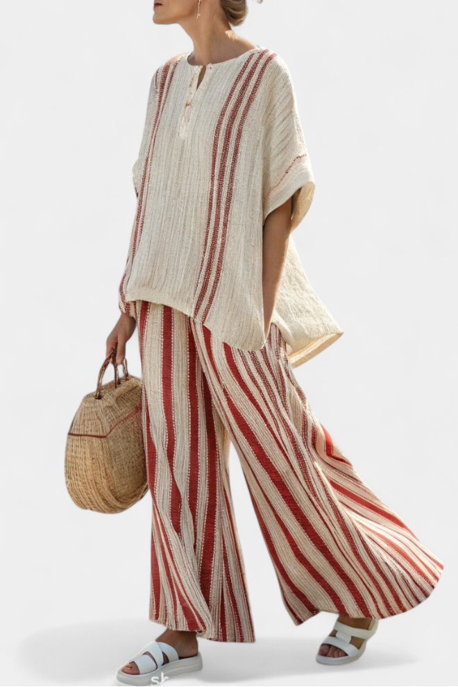 Sophie | Chic Striped Blouse and Wide-Leg Linen Pants 1