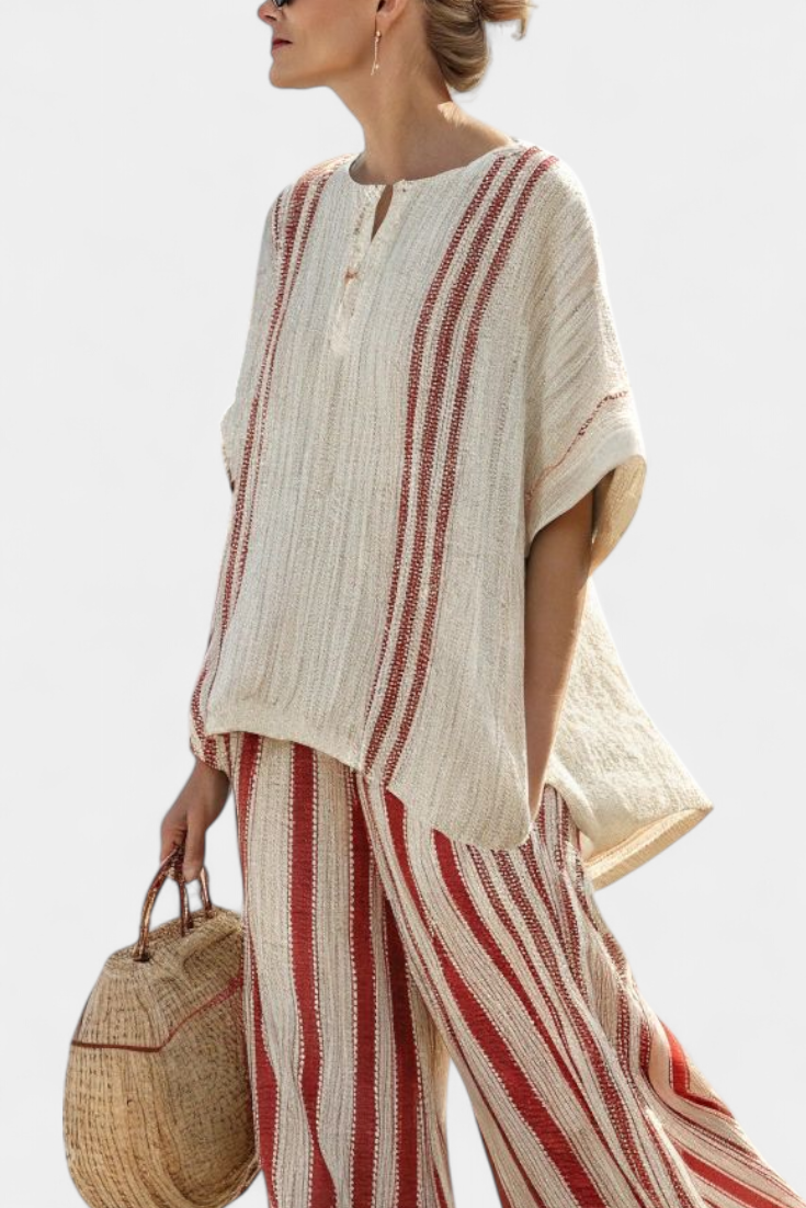 Sophie | Chic Striped Blouse and Wide-Leg Linen Pants 2