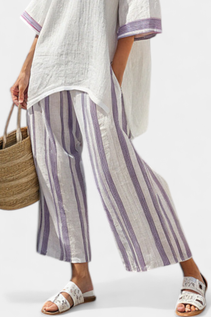 Sophie | Chic Summer Blouse and Striped Wide-Leg Pants Set 3