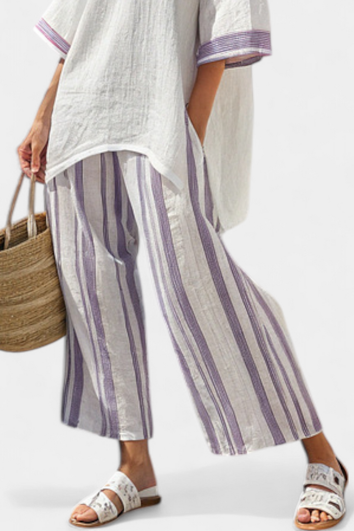 Sophie | Chic Summer Blouse and Striped Wide-Leg Pants Set 3