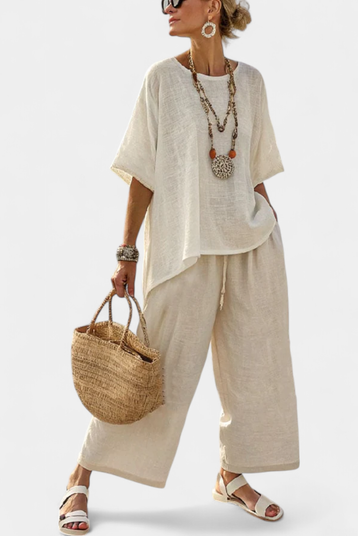 Sophie | Elegant Relaxed Shirt and Wide-Leg Pants Set 0