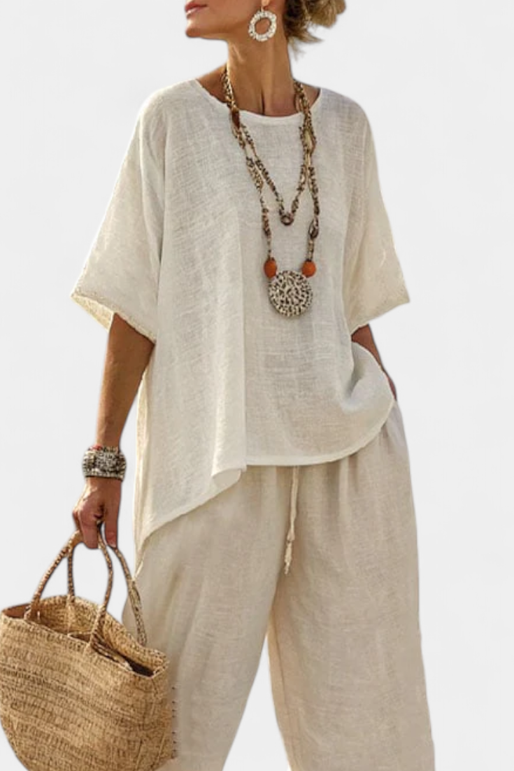 Sophie | Elegant Relaxed Shirt and Wide-Leg Pants Set 1
