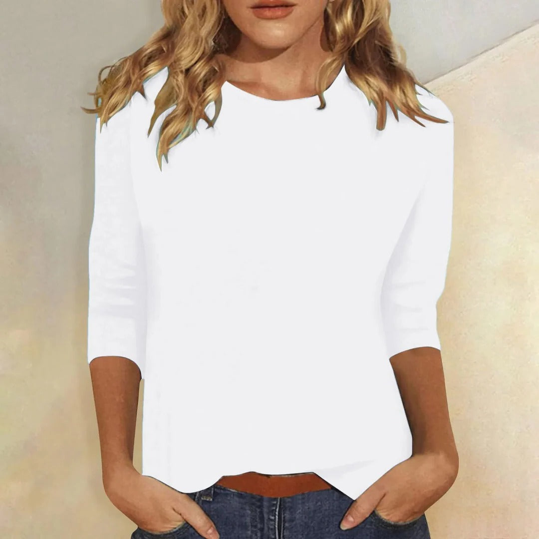 Women's Crew Neck 3/4 Sleeve Casual Everyday Top