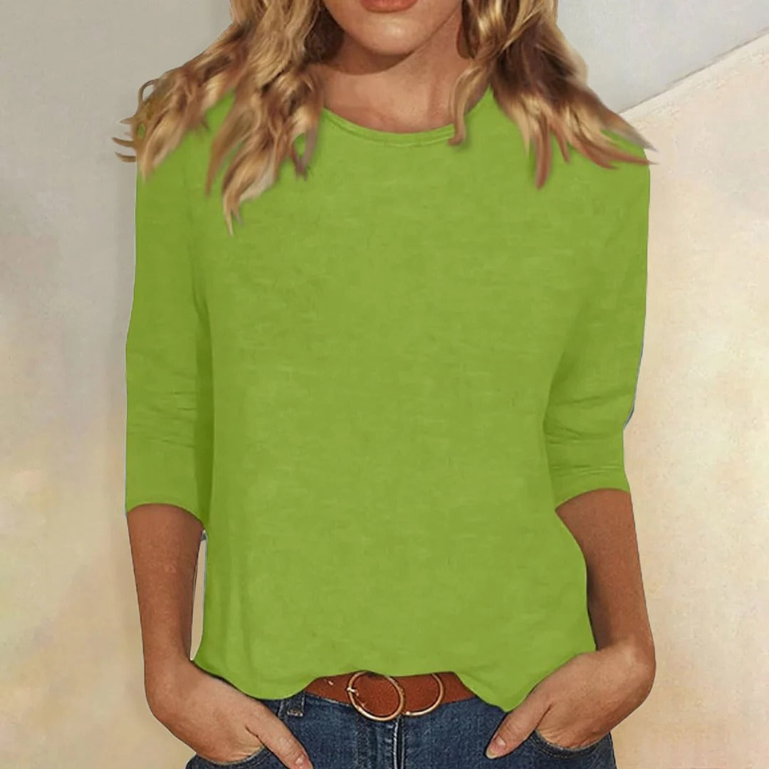 Women's Crew Neck 3/4 Sleeve Casual Everyday Top