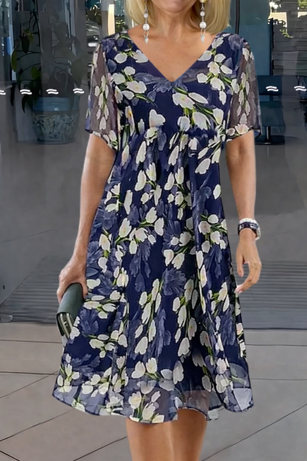 Stephanie™ | Floral Print Double Tunic Dress 0